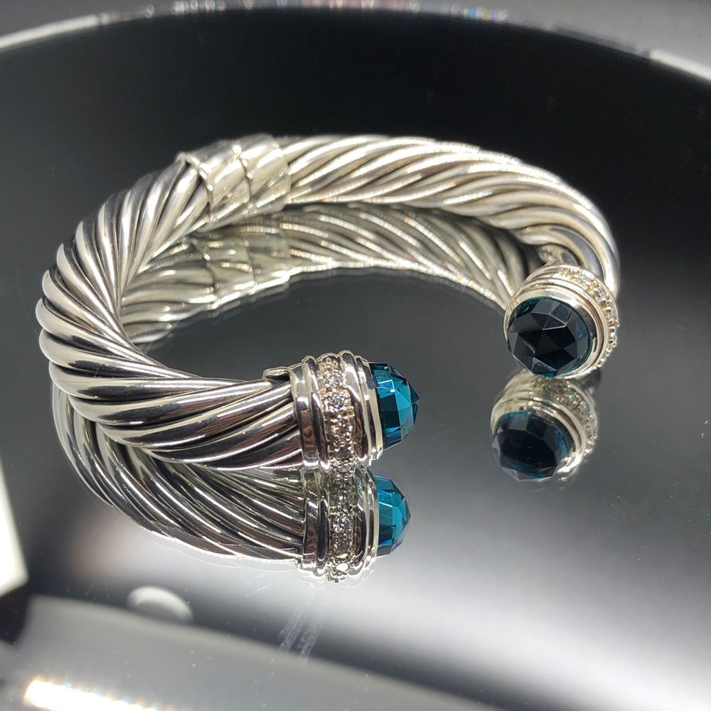 David Yurman 10mm Bracelet Hampton Blue Diamonds